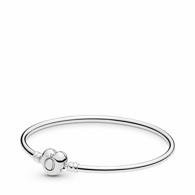 Pandora Australia Logo Heart Clasp Moments Bangle Bracelet - Sterling Silver | MJPYFG825